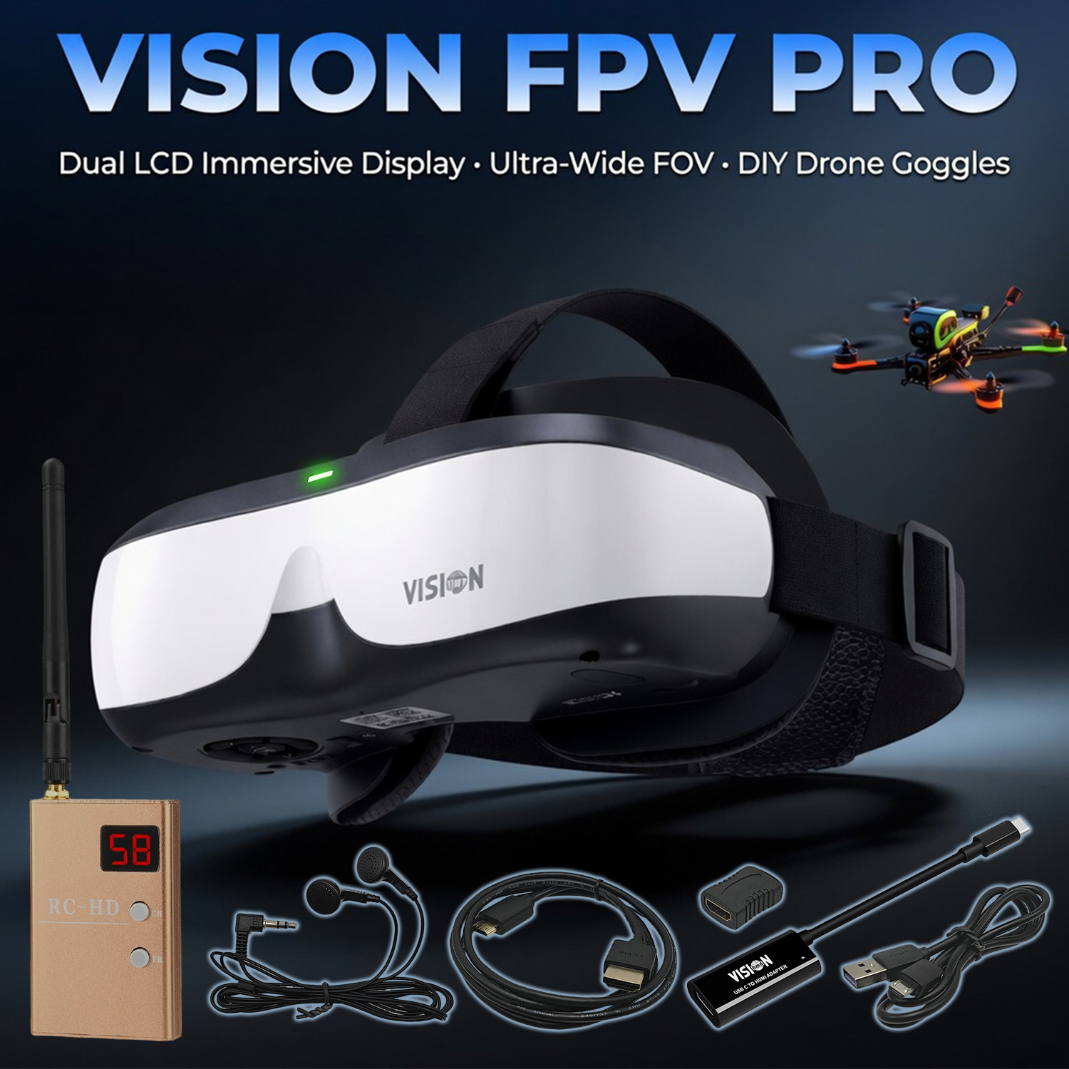 แว่นตา FPV, จอแสดงผลแบบติดศีรษ - Fpv Drone Goggles บทวิจารณ์และราคา